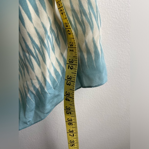 Anthropologie Silk Mini Dress 1960’s Twisted Straps blue beige - Picture 10 of 11